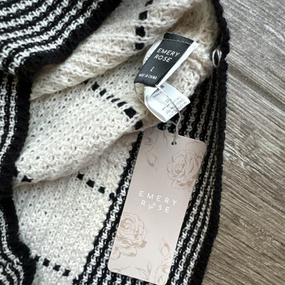 2/$18 SALE! Emery Rose Sweater Dress Womens L Knit V Neck Varsity Preppy White - Picture 6 of 10